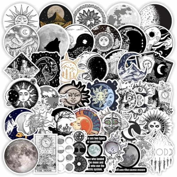 100 STK The Sun and Moon Planet Stickers Astronomy Celestial Decals for Laptop Scrapbook Vannflaske Telefon Notebooks Dagbok