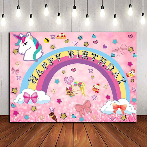 Rosa regnbågsenhörning tema fotografering bakgrunder glad dröm galen stor födelsedag dekor söt bakgrund vinyl baby shower tillbehör festbanderoll 5x3ft