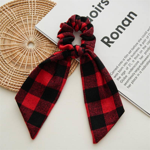 Julrutig hårscrunchies rosett rutig rutig hårslips rep jul buffelrutig hårscrunchies BHC60 (B3-grön röd)