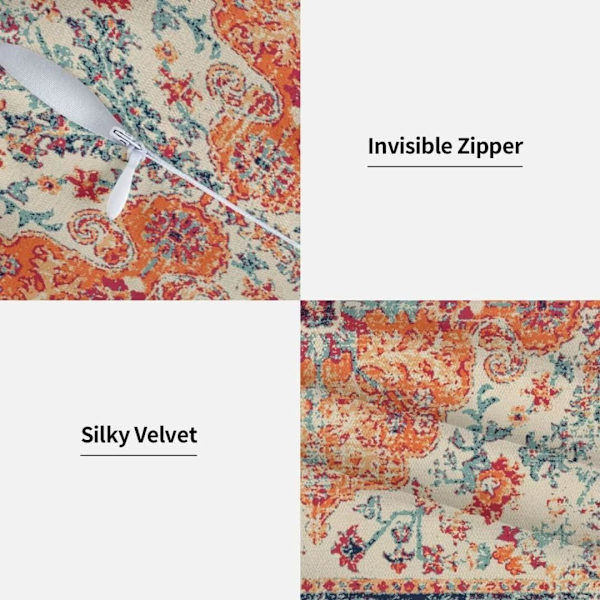 Palaneet oranssi Boho tyynynpäälliset 18x18 2 kpl, Matto etninen kuvio tyynynpäälliset Pellava koristeelliset lahjat sohvalle sisä- ja ulkokäyttöön