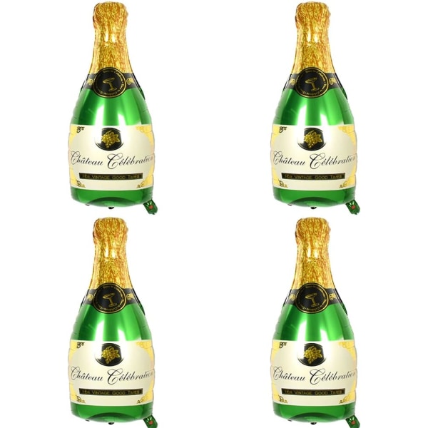 4 stk Aluminiumsfolie Grønn Champagneballongflaske Mylarfilmballong til bursdagsforlovelse Bachelorette Party Brudedusj Bryllup