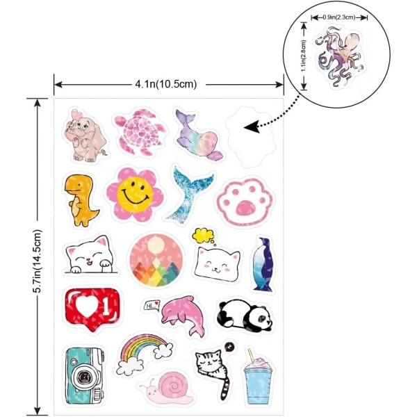 160 stk søte klistremerker  Kawaii klistremerker for barn, jenter. Tenåringer, vinyl vanntette klistremerker for vannflasker, bærbar PC, telefon osv. Klistremerker ikke uavhengige