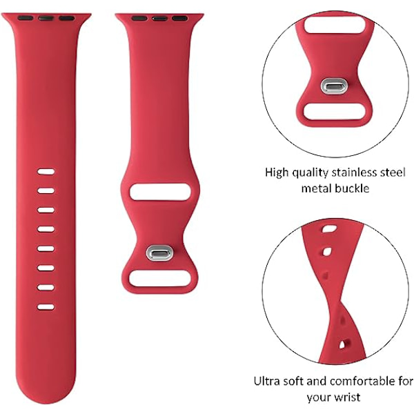Remme til Apple Watch 38mm 40mm 41mm, bløde silikone sportsremme til kvinder og mænd (rød)