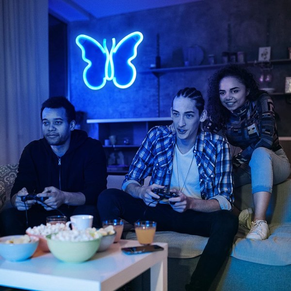 Sommerfugl Neon Lys til Soveværelse, Lys Op Skilt Nyhed Cool til Soveværelse, Værelse, Væg Dekoration, Bar, Fest, Jul, Fødselsdag-blå