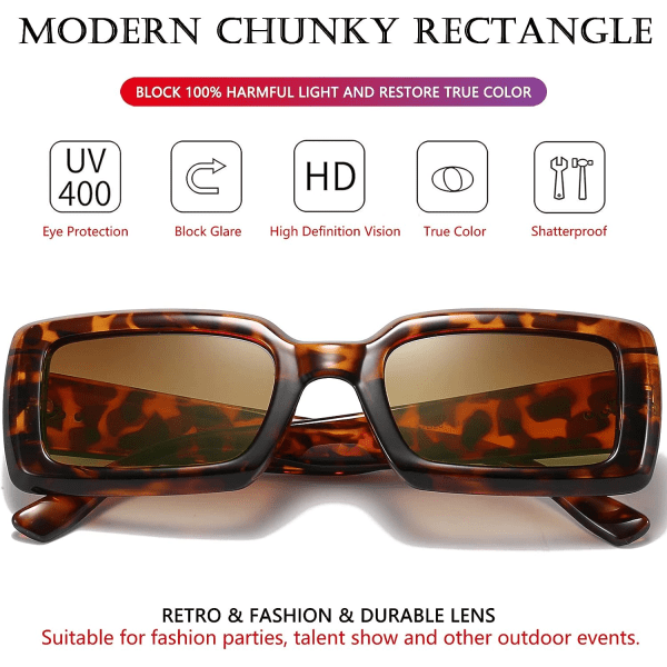 Tykke chunky rektangulære solbriller til kvinder og mænd Moderne små firkantede solbriller Fashion Fat Narrow Frame Sunnies