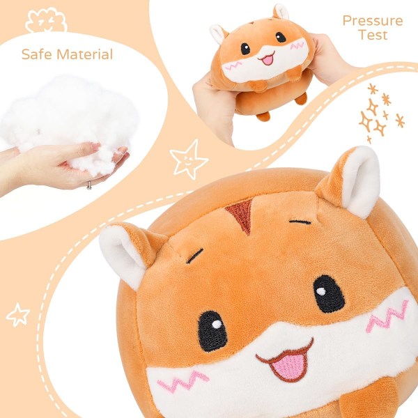 8 tum söt gul hamster plysch fylld djur cylindrisk kroppskudde, supermjuk tecknad kramleksak gåvor för sängkläder, barn sovande Kawaii kudde