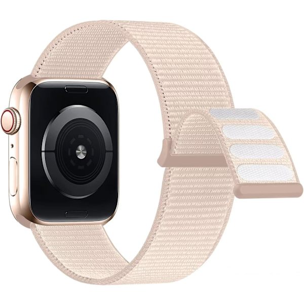 Kompatibel med Apple Watch-armband, sportband i nylon för kvinnor och män, för iWatch Series Ultra 8 7 6 5 4 3 2 1 SE (42/44/45/49 mm, rosa)