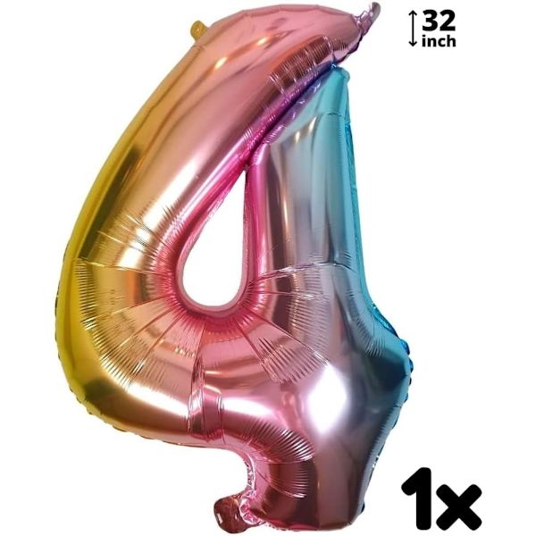 Fjärilsballong födelsedag dekoration 4 år set - Fjärilsfest, Nummer 4 ballong rosa regnbåge, Folieballong djur Grattis på födelsedagen dekorationer