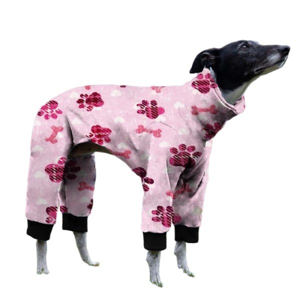 Hundepyjamas Medium Large Dog Paw Printed Greyhound Pyjamas Jumpsuit Bodysuit -pink Medium