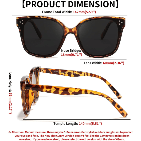 Retro firkantede polariserede solbriller Damer Mænd Oversized vintage nuancer B2600