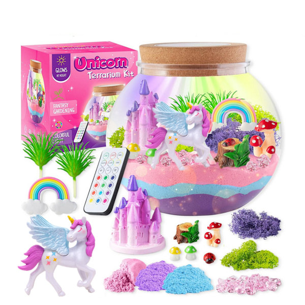 DIY Håndlavet Kreativ Kuromi Dinosaur Mikrolandskab Kreativ Flaskepynt Fjernbetjening Lanterne Uddannelsesmæssige Legetøj Pink Unicorn(remote control)