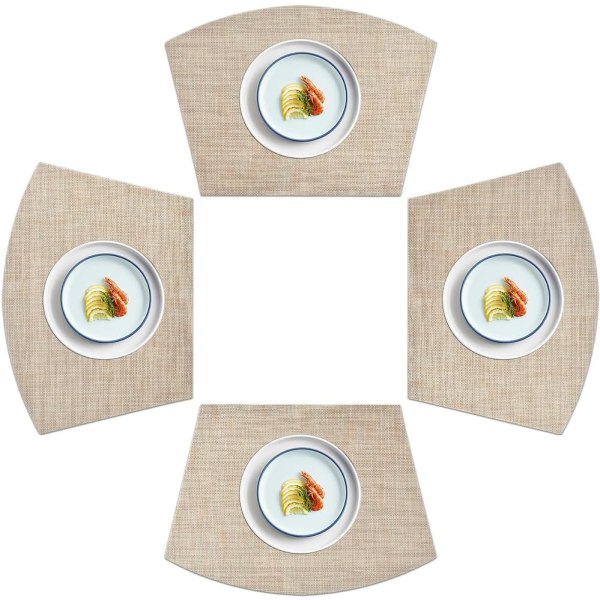 4 PVC-pöytämatot Set vinyylipöytämatot pyöreään pöytään, beige