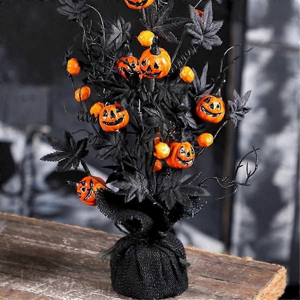 Exquisite Halloween Decorations Black Scary Pumpkin Maple Leaf Decoration Tree Ghost Festival Home Decor