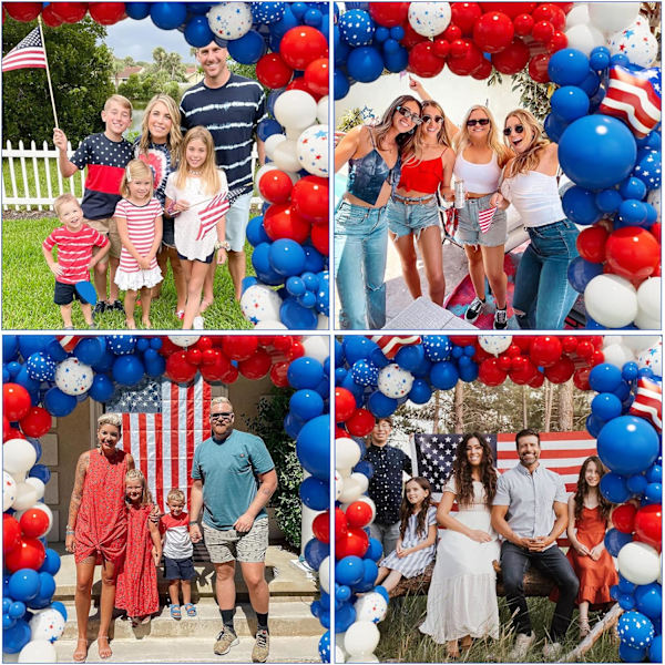 145 stk. rød, hvid og blå ballonbue guirlande sæt til søfartsfest baseball temafest babyshower fest dekorationer
