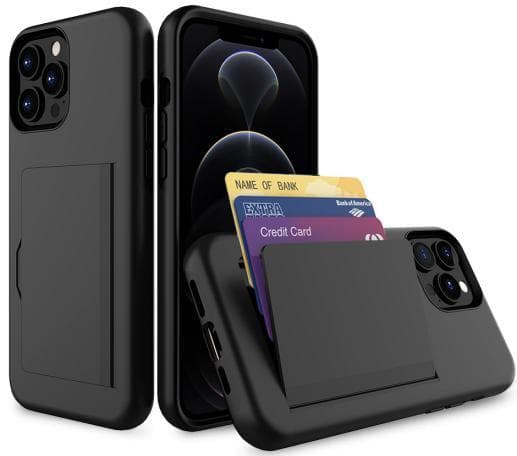 iPhone 12 Case with Card Slot Protective Black