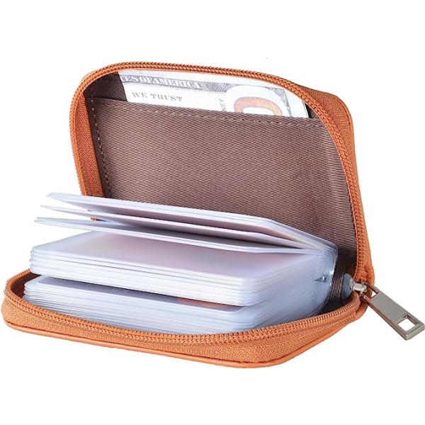 Kreditkortshållare i äkta läder Blixtlåsplånbok med 26 kortplatser