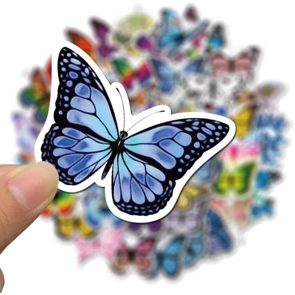 50st fjärilsdekaler, färgglada vackra vattentäta klistermärken för bärbar dator, klippbok, fönster, vattenflaska, kuvert, present till tonåringar, vuxna