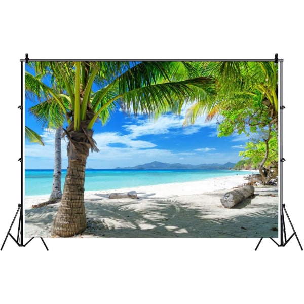 8x6ft Tropical Summer Beach Fotografi Bakgrunner Hawaiian Luau Party Blå himmel Hav Bakgrunn for utendørs foto