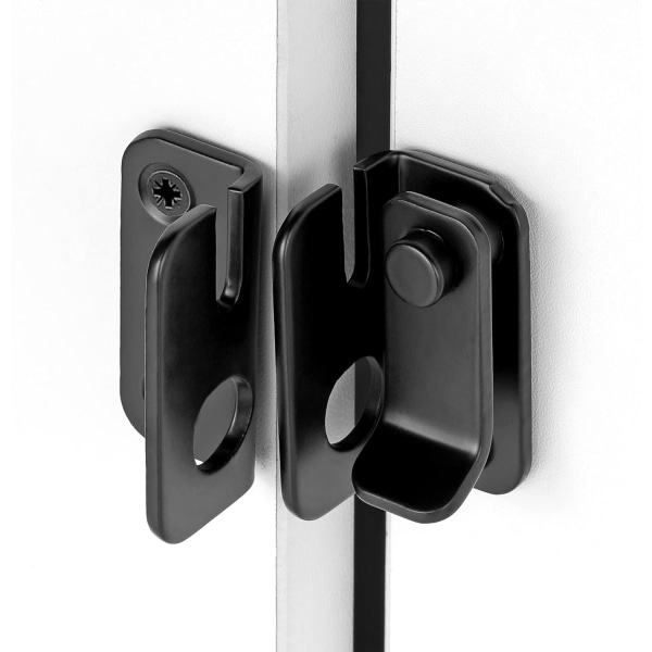 2 kpl läppäsalpoja, 1,81" x 1,77" mustaa ruostumatonta terästä, paksunnettua, raskaaseen käyttöön tarkoitettua Hasp-talon portin läppä Oven salpa Oven lukko - Oikea auki