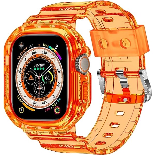 Kompatibel for krystallklare Apple Watch-bånd, 49 mm med støtfangerveske for menn kvinner Jelly Sport-veske og bånd