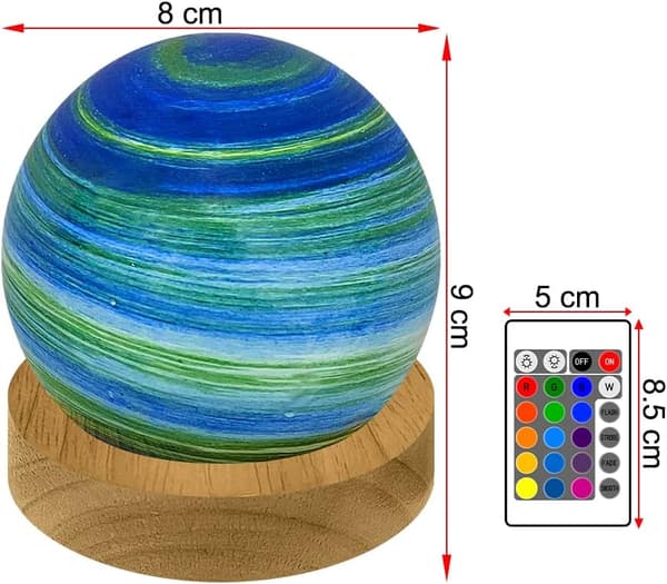 RGB 16-Color Globe Night Light, Dimmable USB Astronomy Lamp with Remote Control (8cm) Parent