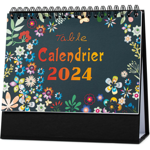 2024 Kalender - 12 månaders skrivbordskalender från januari 2024 till december 2024, Vänd månadskalender med anteckningar, 12,5 x 17,5 cm-A