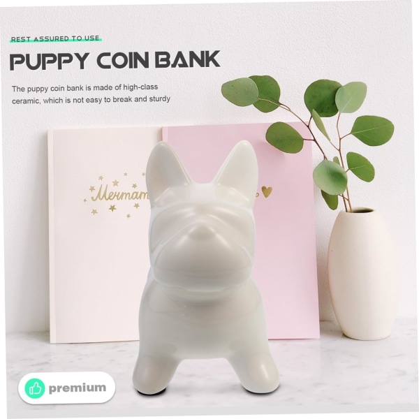 Piggy Bank Child Mynt Keramikk Husholdning, fransk bulldog, rosa gull