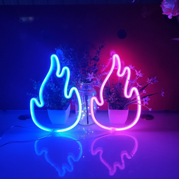 Neonskylt, USB eller 3-AA batteridrivet neonljus, LED-lampor Bordsdekoration, Väggdekor för flickor i sovrummet, Födelsedagspresent för barn (blå)