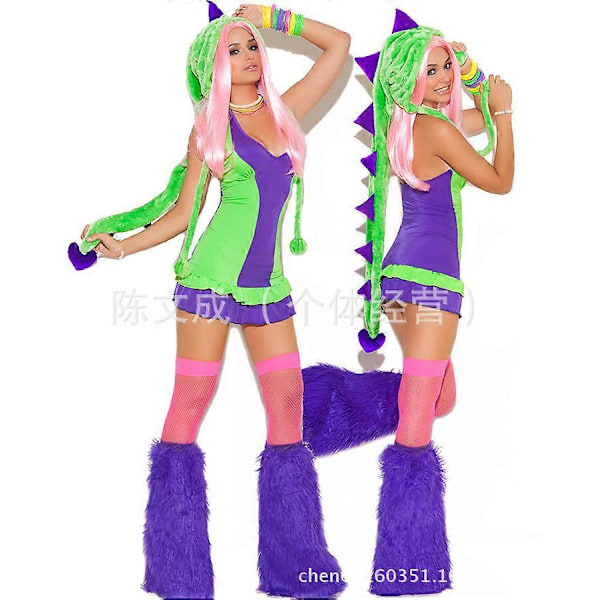 Sexig Jul Dam Kostym Cosplay Stor Svans Varg Cosplay Party Maid Frestelse Jultomte Tvådelad Kostym Dinosaur suit