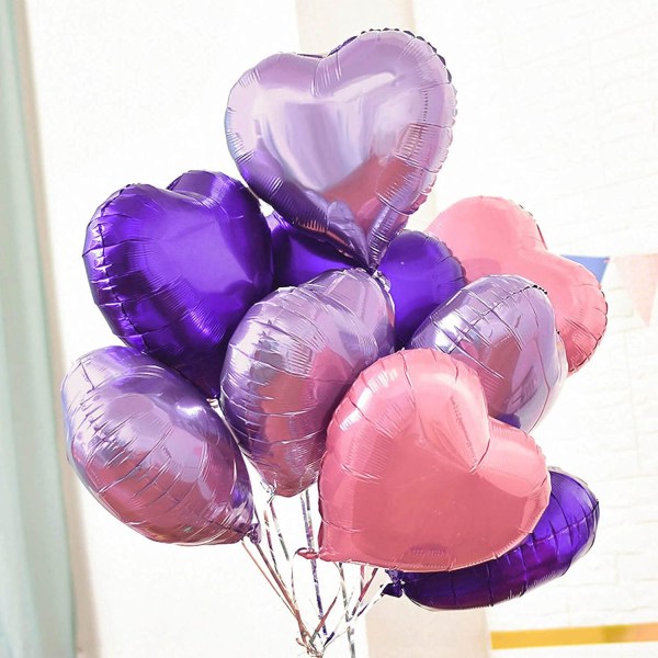10 stk Lilla folie hjerteformede ballonger 18 tommer hjerte mylar ballonger for baby shower bryllup Valentine dekorasjoner kjærlighet ballonger fest dekorasjoner