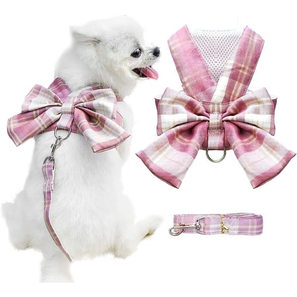 Koiran valjaat pienille koirille jousella Pienet valjaat koirille, joissa on D-rengas, pehmeä mesh , set valjaat, koiranpentujen valjaat ja talutushihna (vaaleanpunainen XL)