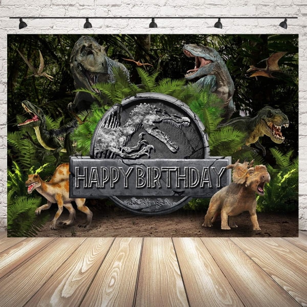 Dinosaur Baggrund til Fødselsdag Dekoration Jurassic Dinosaur Tema Foto Baggrunde Dino Fotografi Baggrund til Fest Banner Tilbehør 7x5ft Silke