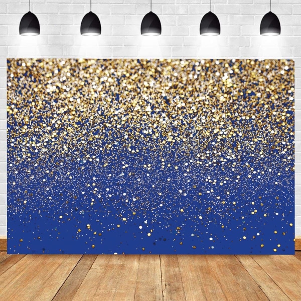 7X5FT Royal Blue Glitter Bakgrund Födelsedag Bakgrund Guldprickar Bokeh Bakgrund Bröllop Bal Avslutning Fotografering Bakgrund Gott Nytt År