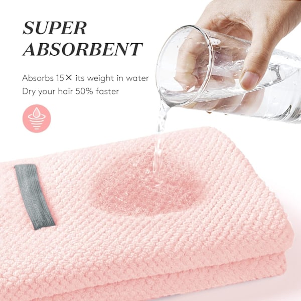 Suuri mikrokuitupyyhe naisille, anti-frizz pyyhe kuminauhalla | Erittäin imukykyinen | Speed ​​Pyyhe Pink