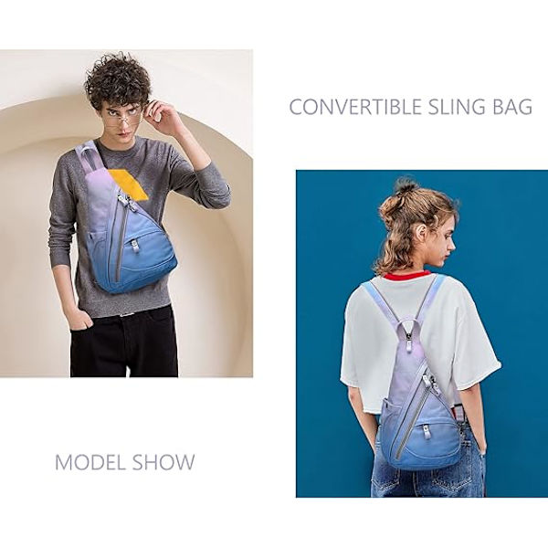 Canvas Sling Bag - Liten Crossbody Ryggsäck Axelväska Casual Dagryggsäck för Män Kvinnor