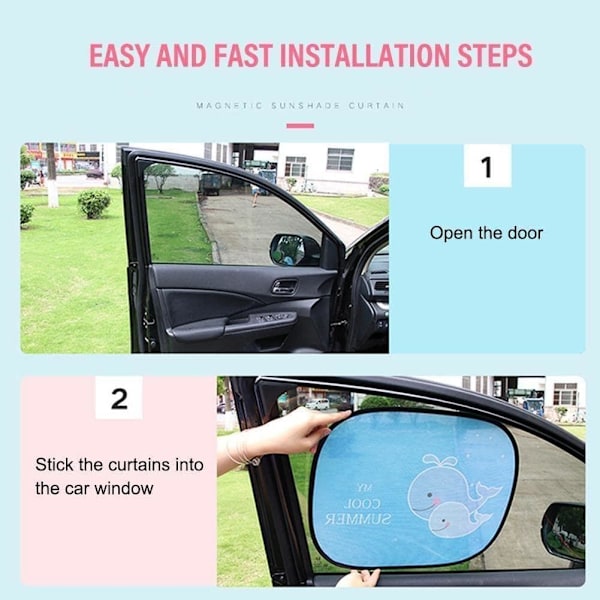 Ny bil sidevindue solskærm tegneserie mønstret auto solskærm beskytter foldbar cover barn styling børn bil til baby