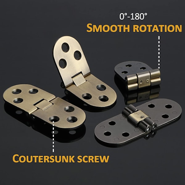 Folding Table Hinges Folding Connector 180 Degree Folding Stainless Steel Furniture Fitting, 4 Pcs