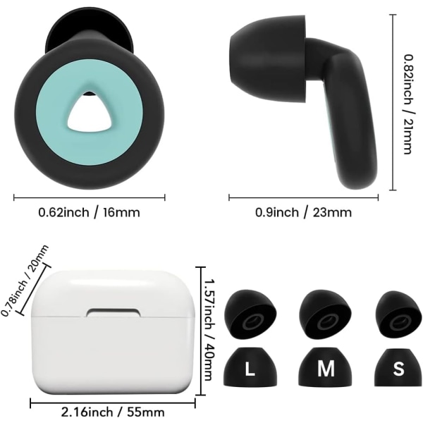 Öronproppar för sömn,S/M/L Anti Noise silikonproppar Återanvändbara hörselskydd Återanvändbara öronproppar Öronproppar för arbete, konsertstudier
