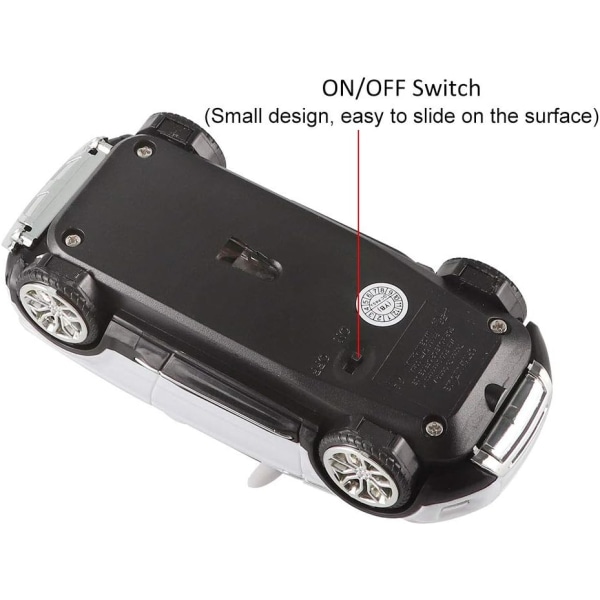 Kul SUV bilformet trådløs mus 1600 DPI Optiske trådløse mus med USB-mottaker for kontorskolereiser for PC Datamaskin Laptop-gave (hvit)