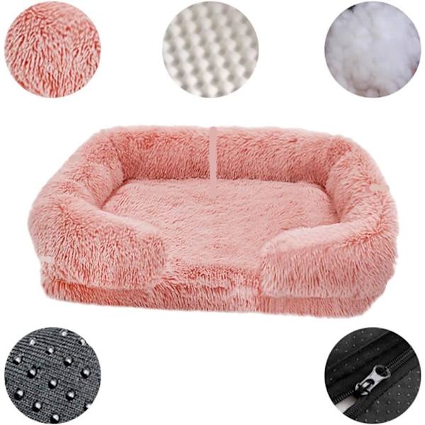 Hundkudde Kreativ Husdjurssoffa Säng, Fyrkantig Hundkoja, Kattkudde, Höst och Vinter, Avtagbar Varm Koja, Kunglig Blå