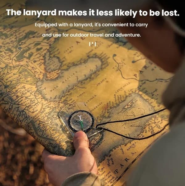 Professional Transparent Compass with Map Scale Ruler, Waterproof Hiking Survival Compass for Outdoor Navigation