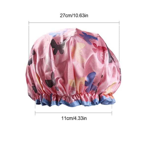 1 pc Reusable Shower Cap, Double Layer Thickened Waterproof Shower Cap (Butterfly)