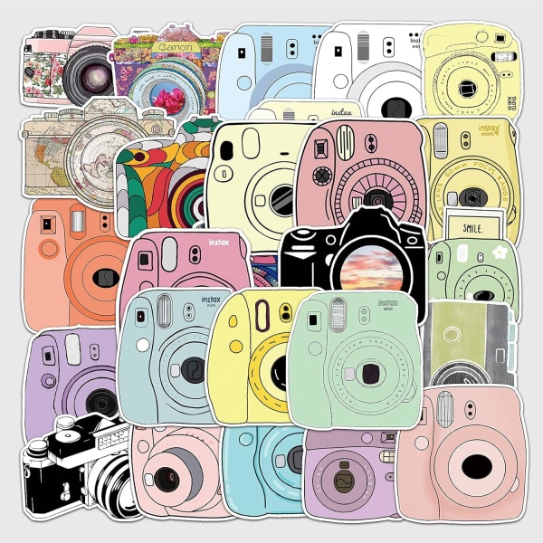 Kameraklistremerker - 50 stk tegneserie, nydelige PVC Kawaii-dekaler Morsom vinyldekorasjon DIY-dekor for tenåringer (kameraklistremerke)