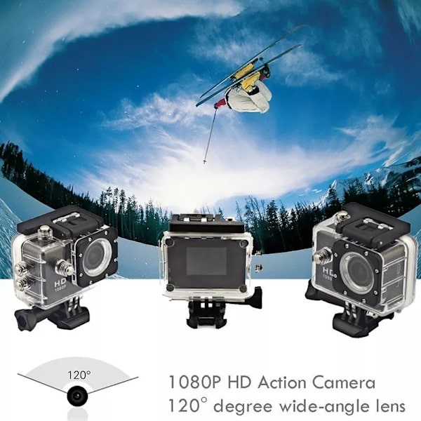 Oppgradert 2,0\" HD 1080P Sportskamera Actionkamera DV-kamera Go Car Cam Pro guld