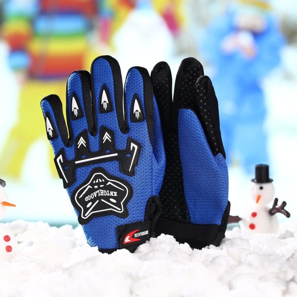 Børns Motorcykelhandsker Power Sports Racing Handsker Ridning Beskidte Cykelhandsker Vinter Cykel Cykelhandsker til Børn Udendørs Sport (Royal Blue)