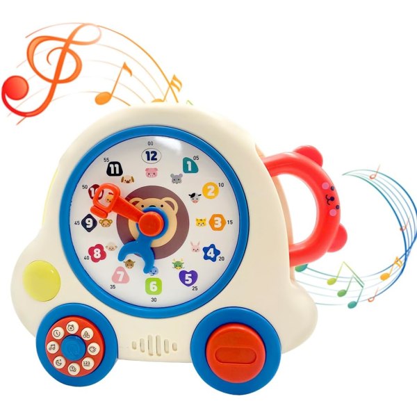 Småbarn lärande klocka leksak, barn Pedagogisk berättartid Undervisningsklocka med musik Form Nummer Färg Djur och Q&A-läge