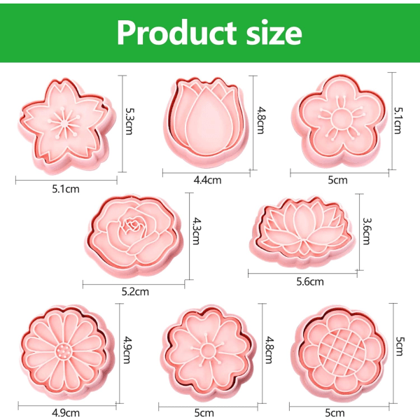 8 kpl 3D-evästeleikkurit Keksimuotti Taikinaleikkurit Muovinen Kukka Pääsiäisen Evästeleikkurit