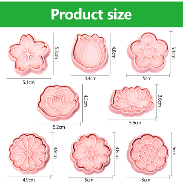8 stk 3D kakeform kjeksform kakeform i form av plastblomster påskekakeform