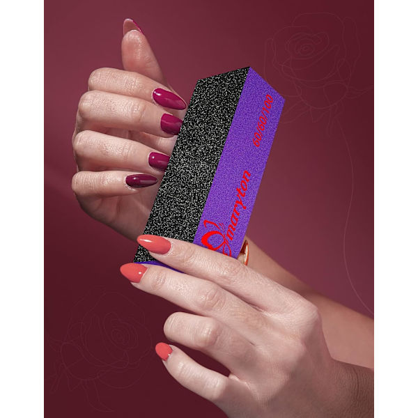 Maryton nagelbuffer slipblock poleringsfil 60/100 grit för akryl nagelkonst kit manikyrverktyg 10 st (svart lila)