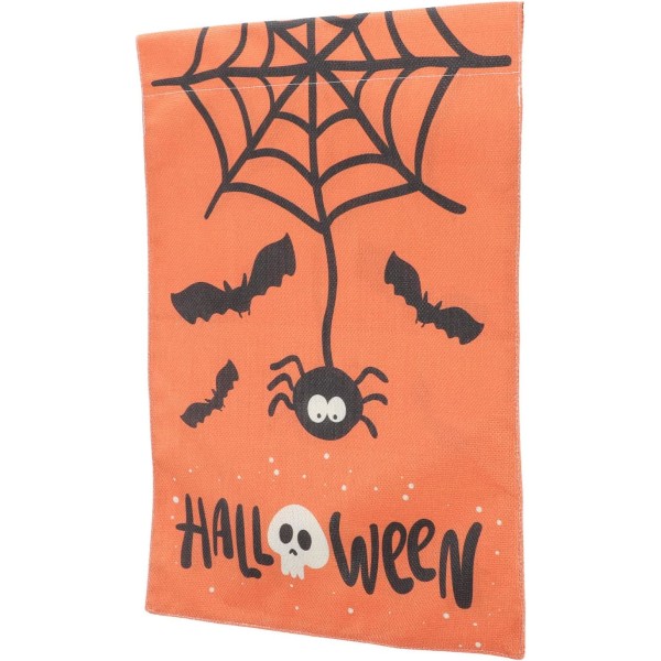 Lippu 2 kpl Halloween Puutarha Lippu Kallo Hämähäkkiverkko Welcown Tervetuloa Kaksipuolinen säkkikangas Puutarhakyltti ripustettavaan sisustukseen ulkona syksyn sisustus